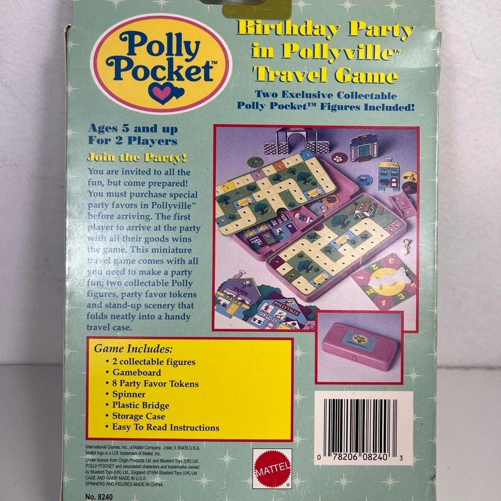 New in Box Polly Pocket Birthday Party in Pollyville Travel Game‎ 1994 Mattel